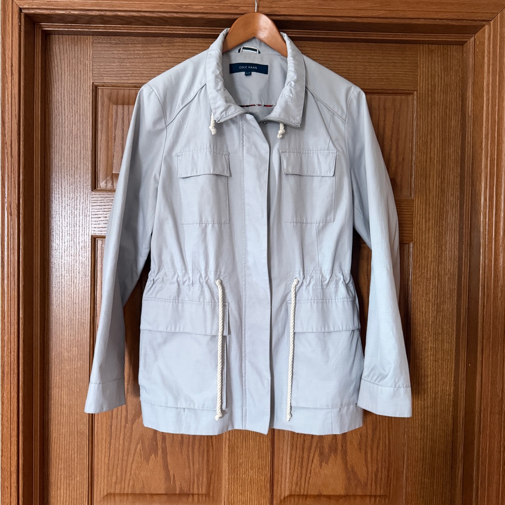 Cole Haan Women's Light Gray Utility Safari Jacket, Xl